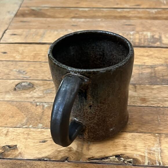 Studio Art Pottery Mug 4" Tall Stoneware Blue Brown Ombre Speckled - Picture 2 of 8